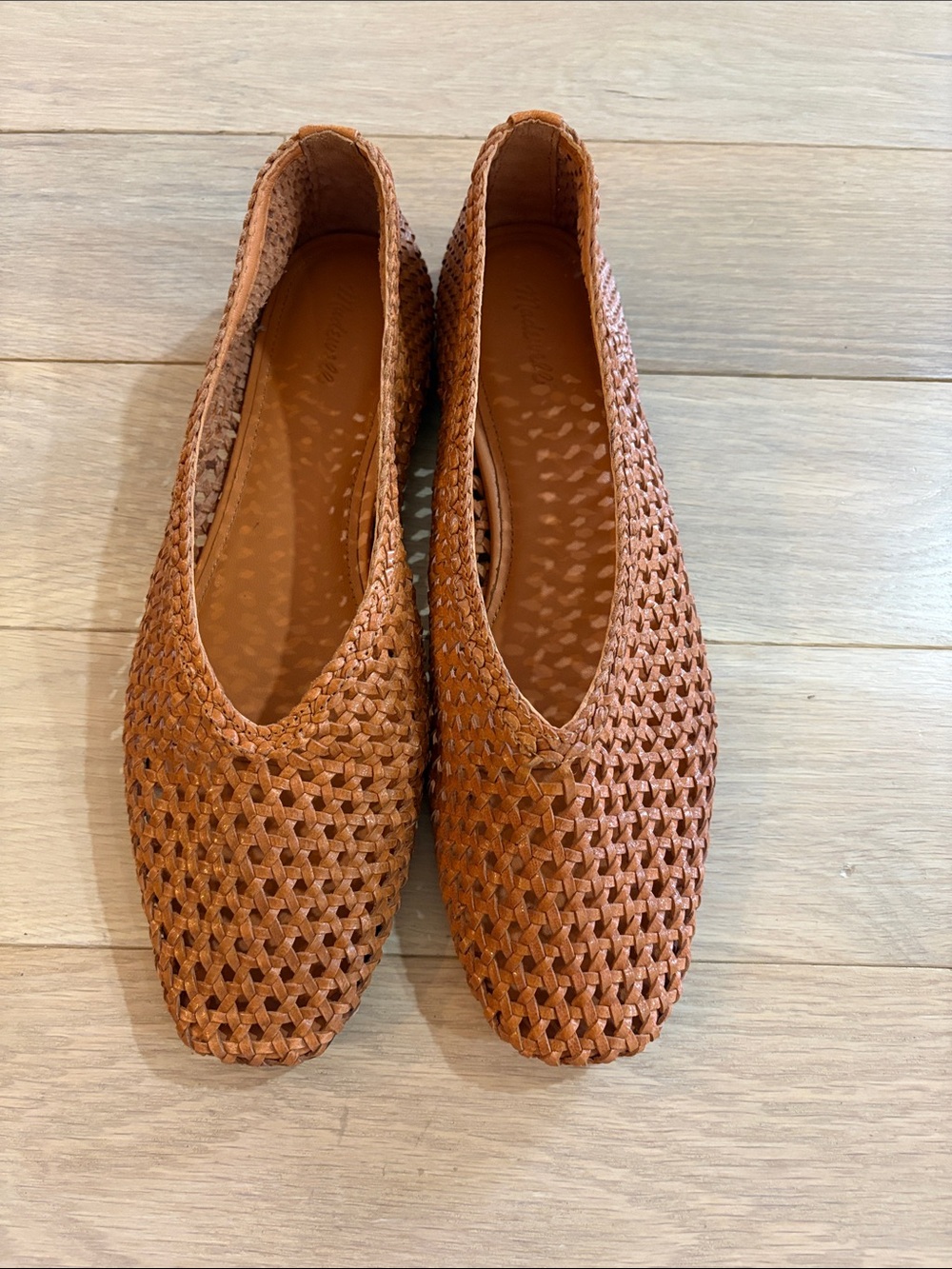 Madewell The Mylie Ballet Flat Handwoven Leather Tan Woven Slip On